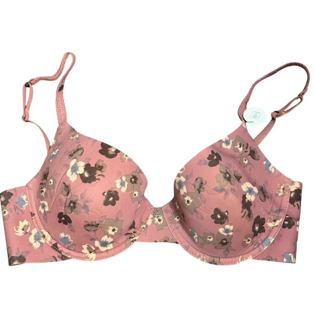 Lucky Brand Womens T-Shirt Push Up Bra Floral Padded Underwire Pale Pink 36C NWT